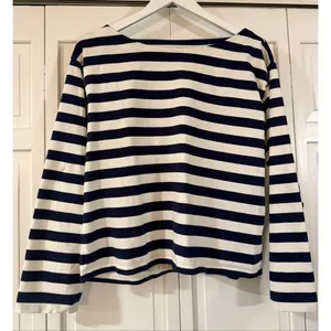 J.Crew navy striped boatneck relaxed shirt size M thumbnail 3