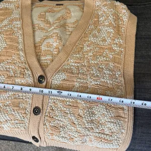 Free People Beige and Cream Knit Vest Geometric Pattern Sweater thumbnail 6