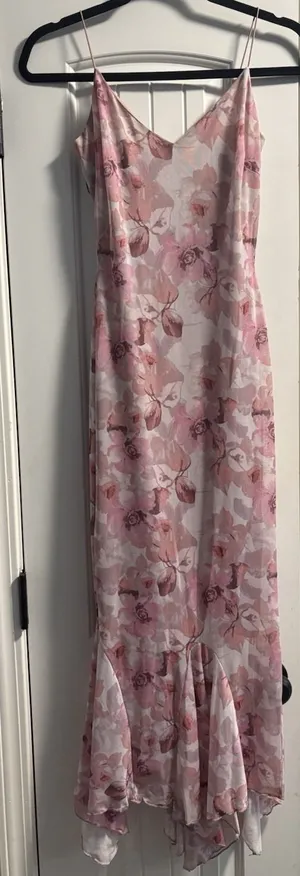 Windsor Maxi Dress Womens Medium Pink Floral Mesh Ruffle Hem Mermaid GLA1141 thumbnail 1