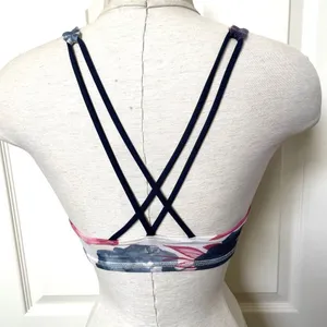 Lululemon pink and blue criss cross strap sports bra thumbnail 3