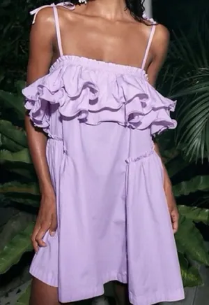Free People Have A Thing For You Lavender Ruffle Strap Mini Dress thumbnail 1