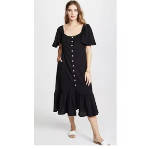 Free People Sweet Sunday Midi Dress Endless Summer Buttondown Black XS thumbnail 9