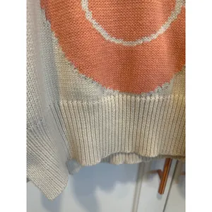 By Together Boho cream fairy Orange Smiley Face Knit Sweater Cozy Casual Size S winter thumbnail 4