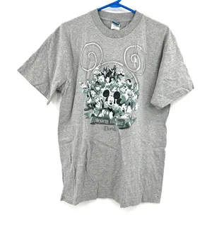 Disney‎ World Size Large Shirt Gray Mickey Minnie Mouse Florida Crew Neck Tee thumbnail 1