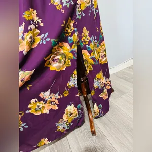 Everly Women Purple Floral V-Neck Side Slit Maxi Dress Size S‎ thumbnail 4
