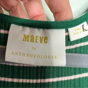Anthropologie Maeve Green Striped Ribbed Knit Maxi Dress Small thumbnail 12