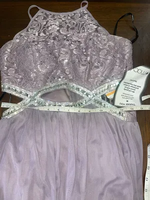 NWT Prom Dress Size 7 Lavender Sequin Lace Rhinestone Formal Homecoming Gown thumbnail 4