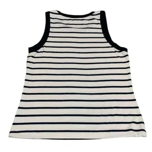 Evereve Tank Top Womens Medium White Black Striped Ribbed Sleeveless Layering thumbnail 3