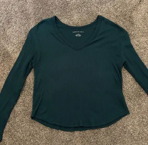 American Eagle Dark Green Ribbed Sweater Top thumbnail 1