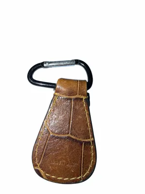 Dooney & Bourke brown leather keychain carabiner thumbnail 2
