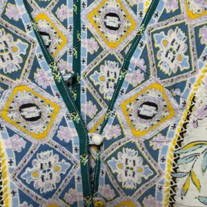 Free People Women Lola Floral Top Large Blue Patchwork Paisley‎ Button Front thumbnail 4
