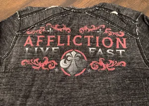 Affliction Reversible Thermal Shirt Mens XL Gray Long Sleeve Y2K Cyber thumbnail 12