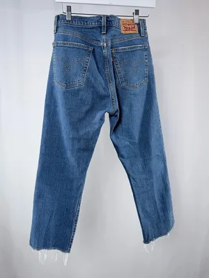 Levi's 501 Raw Hem Straight Leg Jeans in Medium‎ Blue Size 28 x 26 thumbnail 3