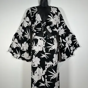 Show Me Your Mumu Jaelynn Jumpsuit Womens Medium Black/White Tied Up Bell Sleeve thumbnail 2