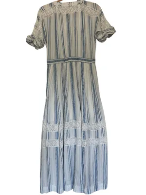 LoveShackFancy Eden Striped Cotton Short-Sleeve Coverup Maxi Dress Size 4 thumbnail 5