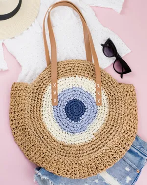 Straw circle tote Brown thumbnail 1