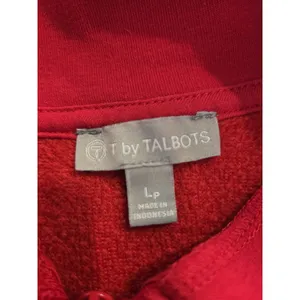 T by Talbots Red Crimson Pullover Sweatshirt Crew Neck Long Sleeve Womens Size L thumbnail 6