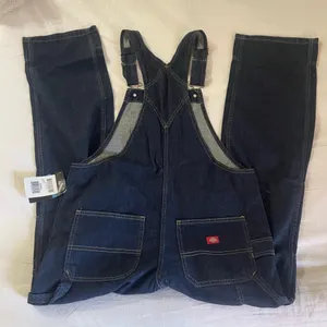 Dickies Womens Denim relaxed fit Bib Dark Wash Carpenter overalls thumbnail 3