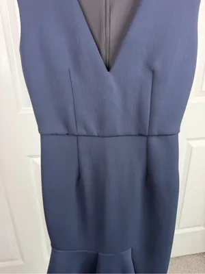 Sportmax Navy V-Neck Mermaid Midi Dress Built-In Shapewear thumbnail 3