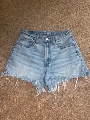 American Eagle Outfitters Light Wash Shorts high rise 90s boyfriend shorts stret thumbnail 2