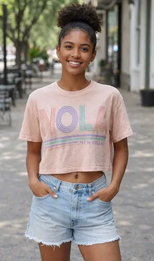 Comfort Colors NOLA Graphic Crop Top - Light Pink thumbnail 1