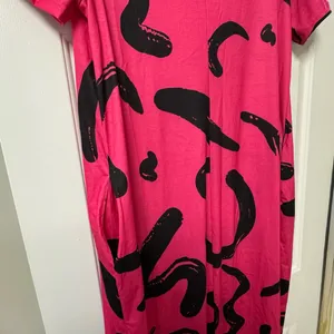 Emery Rose Pink Black Abstract Maxi Dress XL Pockets Summer Flowing NWT thumbnail 4