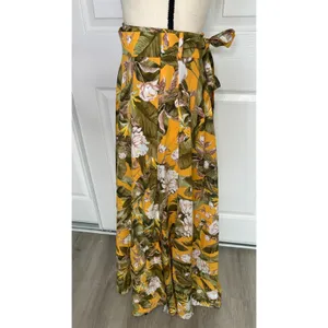 Lulus Away to the Islands Small NWT Marigold Tropical Print‎ Wrap Maxi Skirt thumbnail 5