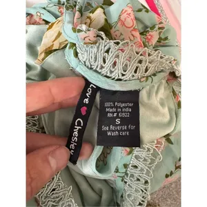 Green floral flare dress size small thumbnail 3