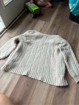 Anthropologie Cream Textured Knit Oversized Cardigan Size M thumbnail 3