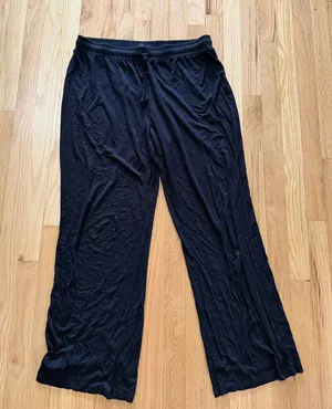 Nuuds Black Wide Leg Lounge Pants Sz XL thumbnail 1