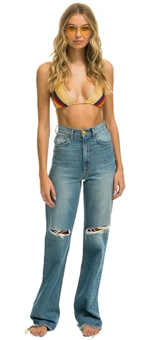 Aviator Nation Gypsy Jeans Size 29 In Vintage Blue High Rise Wide Leg Distressed thumbnail 1