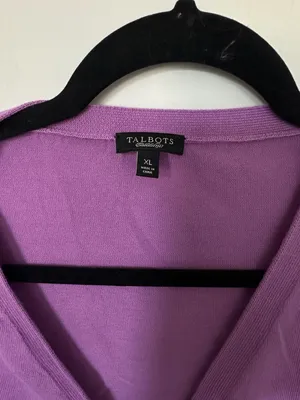 Talbots Purple Short Sleeve V-Neck Button Cardigan Sweater XL thumbnail 2