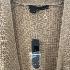 360 Cashmere wool and cashmere waffle knitted grandpa cardigan NEW thumbnail 5
