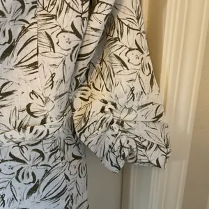 Briggs New York Tropical Leaf Print Linen-Blend Blazer Size M Sage Green thumbnail 6