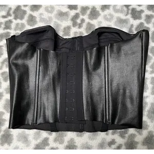 SKIMS Onyx Black Faux Leather Look Corset Bustier Underwire Top Sz S Whimsigoth thumbnail 7
