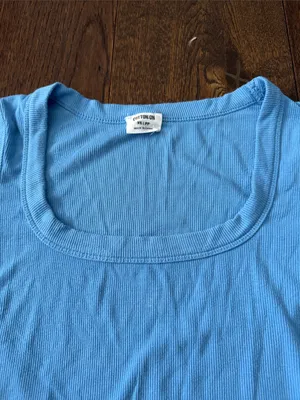 Cotton On Short Sleeve Scoop neck Ribbed Tee - Sky Blue size XS thumbnail 4
