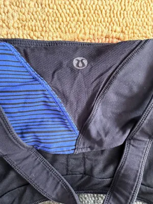 Lululemon Kanto Catch Me Sports Bra Blue Black Stripes Racerback Size 12 thumbnail 3