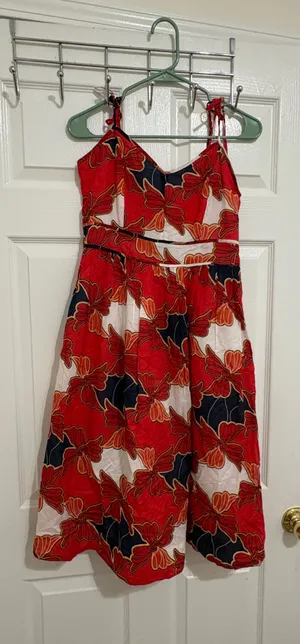 Ann Taylor Factory Women’s Floral Sleeveless Dress – Red, Navy & White – Size 0 thumbnail 3