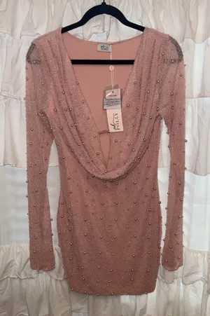 Oh Polly Mini Dress Embellished Long Sleeve thumbnail 1