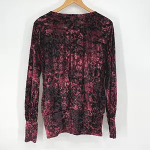 Venus Burn Out Velvet Floral Burgundy Black Lace Up Top Size‎ L Whimsigoth Y2K thumbnail 2