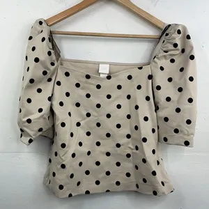 H&M Polka Dot Puffy Sleeve Crop Top size Medium thumbnail 4