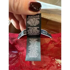 Victorias‎ Secret Red Lace Long Sleeve Plunging V Neck Bodysuit S P thumbnail 6