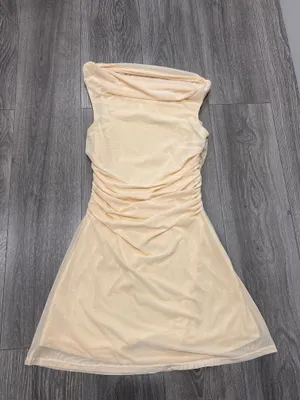 New Here Comes The Sun Rheiya Mini Dress - Ruched Side Off Shoulder Mesh Dress thumbnail 6