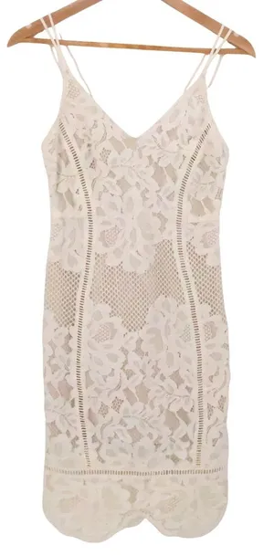 Nareisa Lang Floral Crochet Lace Dress Womens Size‎ S Cream Bridal Bachelorette thumbnail 1