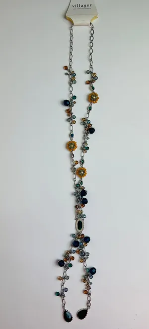 Liz Claiborne Villager Flowers Beaded Necklace thumbnail 1