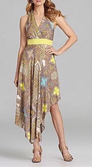🔥5 for $25 sale🔥 Antonio Melani silk bohemian print asymmetric night out dress thumbnail 1