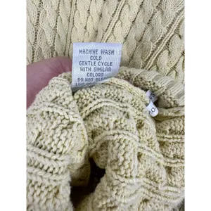 Mark Fore & Strike Butter Yellow Cable Knit Sweater Women Large Fisherman Cotton thumbnail 4