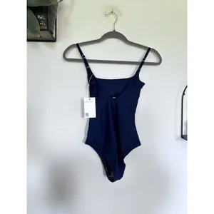 NWT Quince Navy Blue Italian Cut Out One-Piece Swimsuit XS thumbnail 4