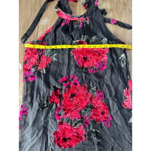 As U Wish Black Red Rose Velvet Burnout Halter Dress‎ M Romantic Party Goth thumbnail 5