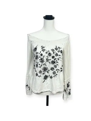 Anthropologie Annie Embroidered Off-The-Shoulder Blouse Size M Boho thumbnail 3